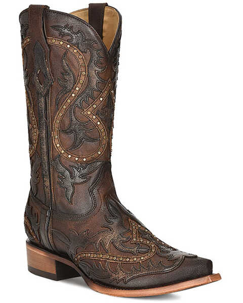 Image #1 - Corral Men's Embroidered and Embellished Western Boots - Snip Toe, Brown, hi-res