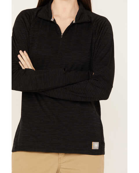 Image #3 - Ariat Women's Rebar 1/4 Zip Long Sleeve Work Shirt, Black, hi-res
