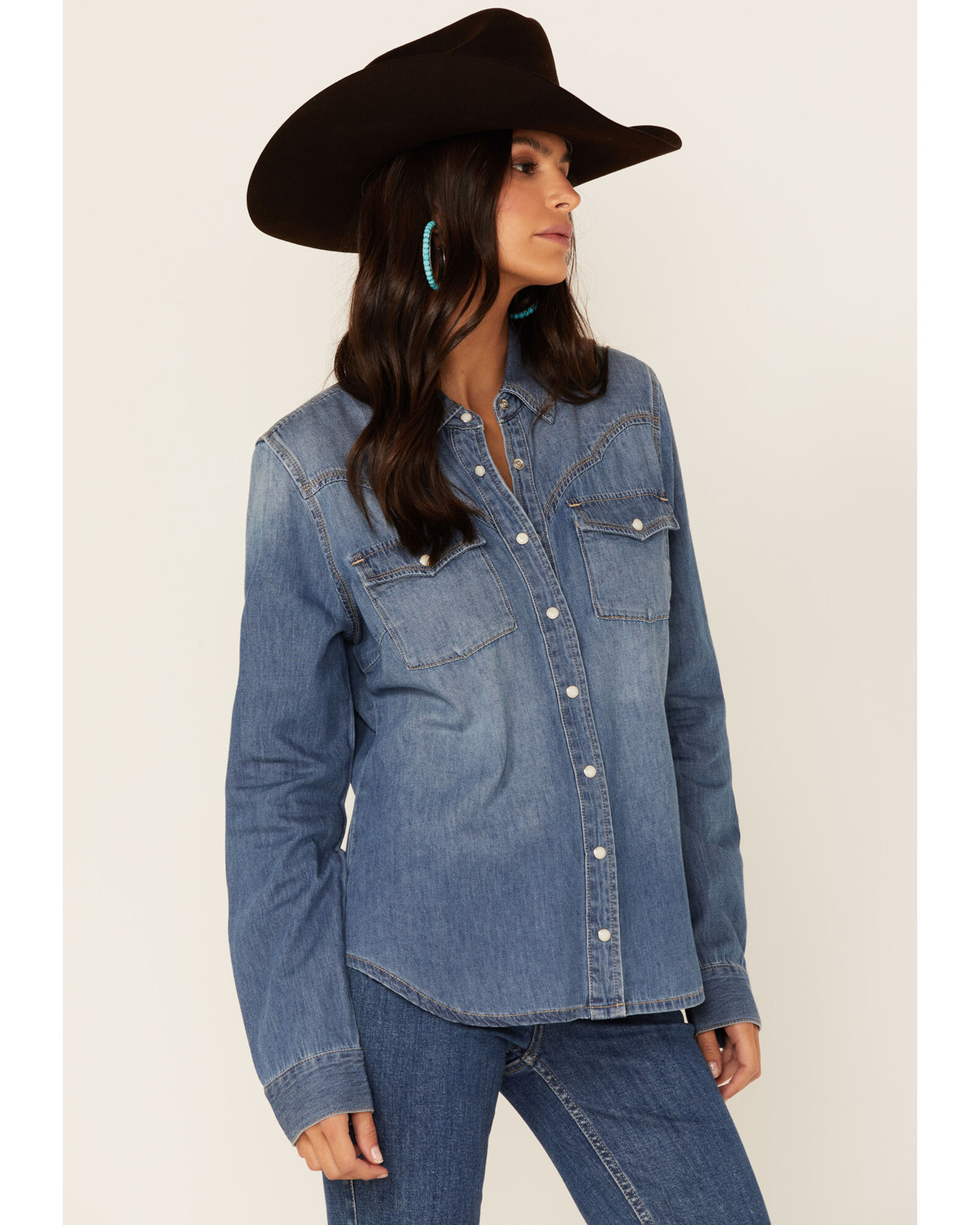 Womens denim cheap western shirt