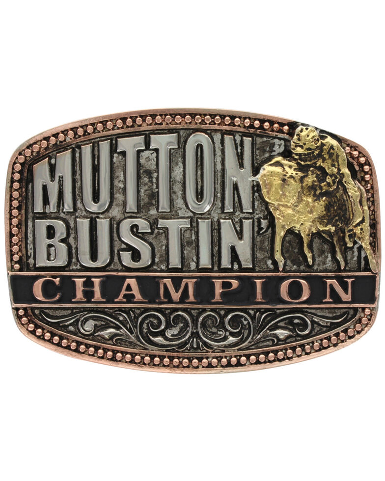Montana Silversmiths Kids' Little Attitude Mutton Bustin Champion Belt Buckle, Multi, hi-res