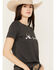 Ariat Women's Cow Print Logo Short Sleeve Graphic Tee, Charcoal, hi-res