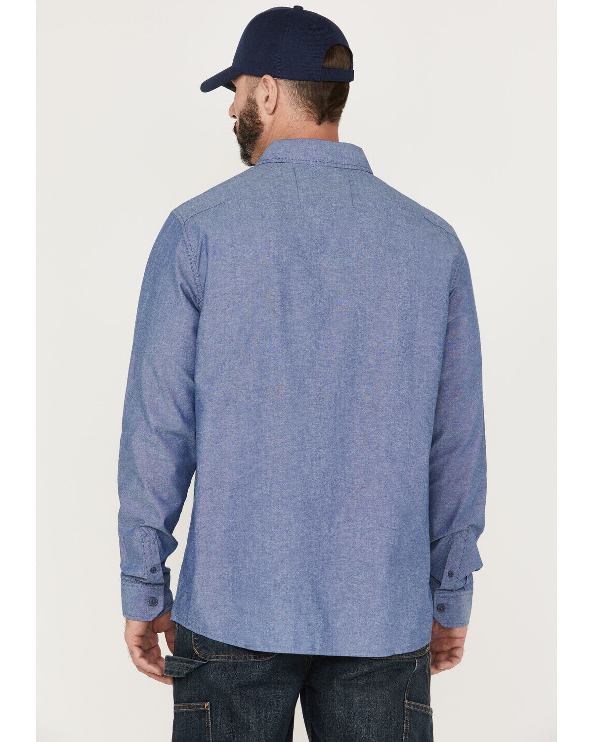 Image #4 - Hawx Men's Chambray Sun Protection Long Sleeve Button-Down Western Shirt - Tall, Blue, hi-res