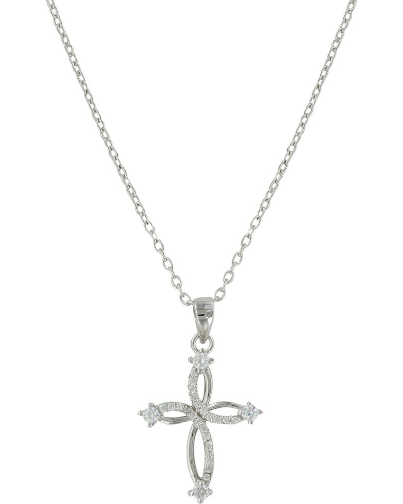 Montana Silversmiths Women's Silver Tangled Arms Cross Necklace , Silver, hi-res