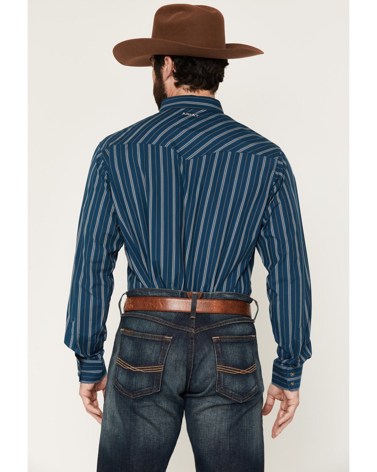 Image #4 - Ariat Men's Pro Series Wolfgang Striped Long Sleeve Snap Western Shirt, Blue, hi-res