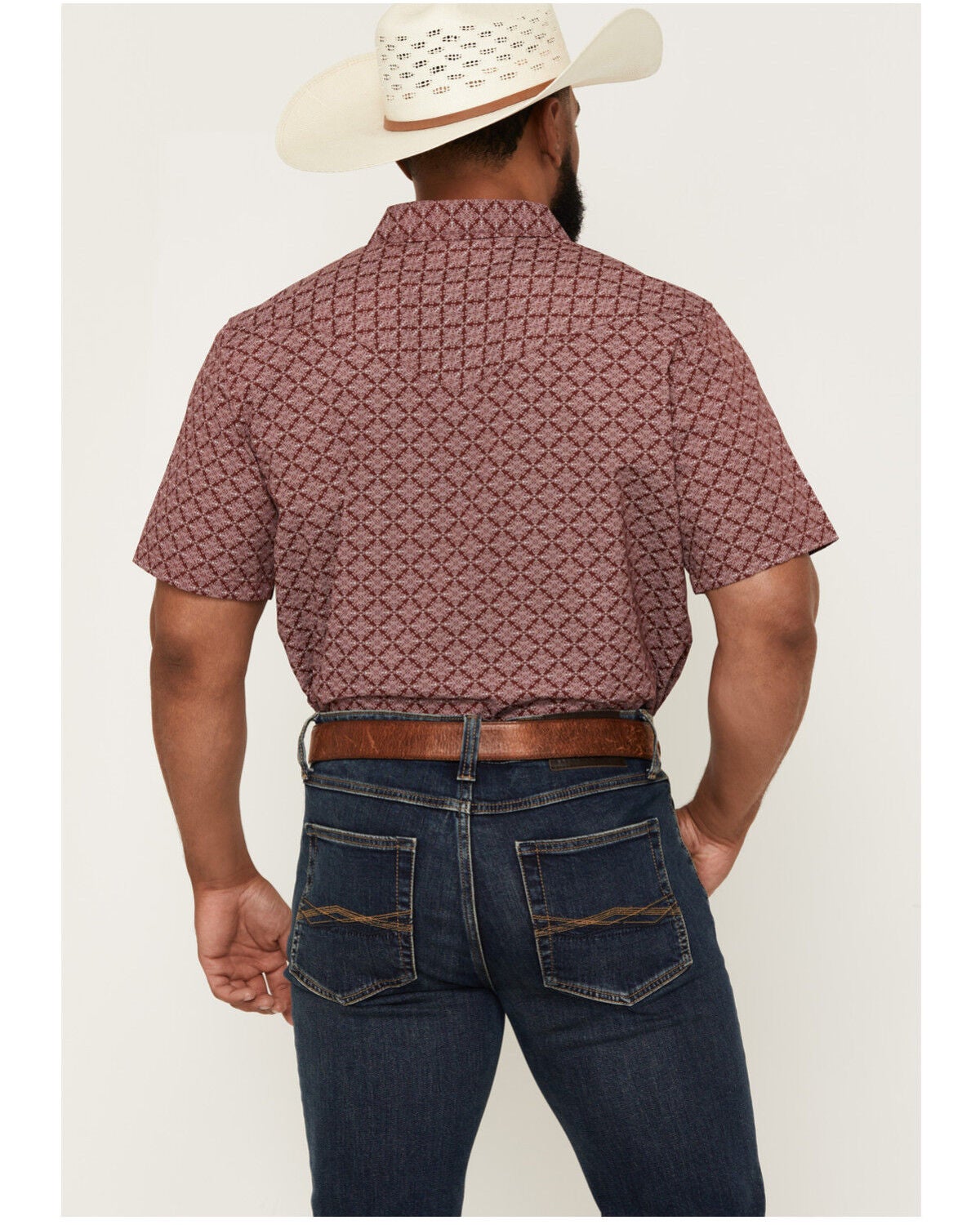 Image #4 - Gibson Trading Co Men's Gypsy Den Medallion Print Short Sleeve Snap Western Shirt - Big, Burgundy, hi-res