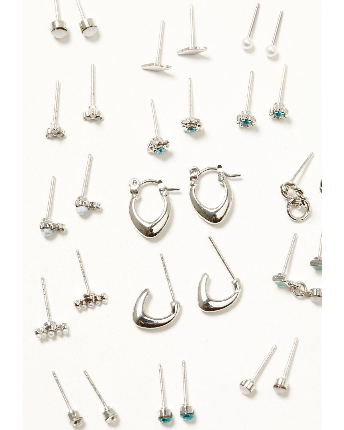 Image #2 - Shyanne Women's Teal Stone Earring Pack - 20 Piece, Silver, hi-res