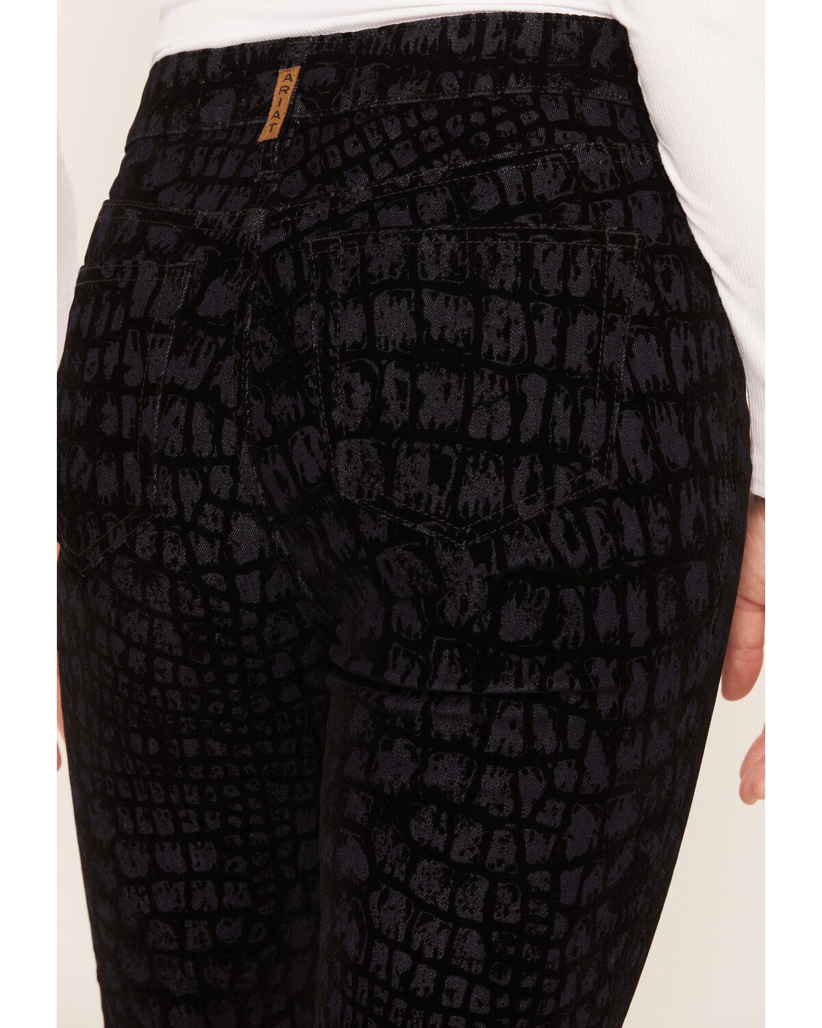 Image #4 - Ariat Women's R.E.A.L. Croc Flock High Rise Luxe Slim Trouser Denim Jeans, Black, hi-res