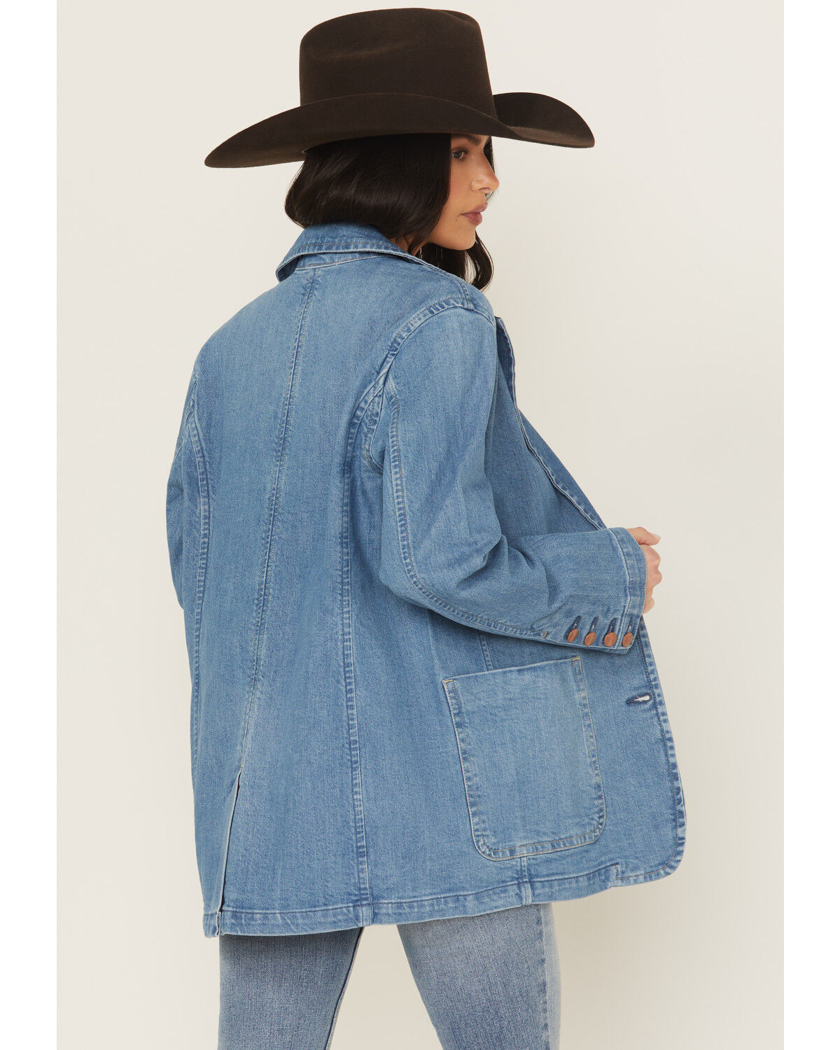 Image #4 - Wrangler Women's Modern Button-Down Denim Blazer, Blue, hi-res