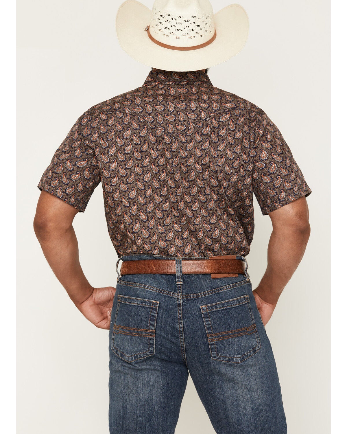 Image #4 - Cody James Men's 2 Step Paisley Print Short Sleeve Snap Western Shirt, Navy, hi-res
