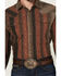 Image #3 - Wrangler Retro Men's Striped Print Long Sleeve Snap Western Shirt, Brown, hi-res