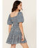 Image #4 - Angie Women's Ditsy Floral Print Tie Front Mini Dress , Blue, hi-res