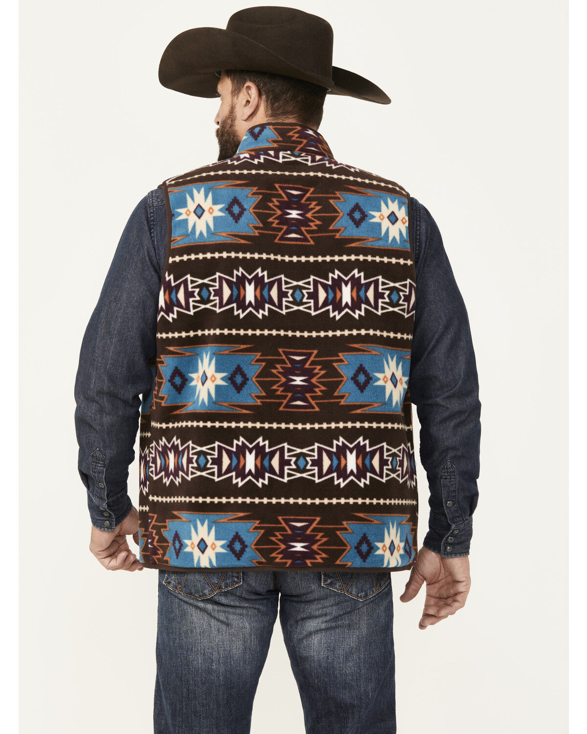 Image #4 - RANK 45® Men's Reversible Southwestern Softshell Vest - Tall, Chocolate, hi-res