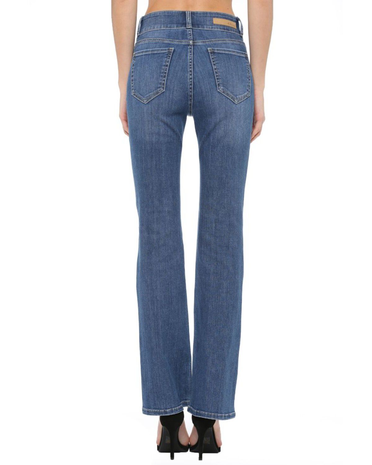 Image #2 - Cello Women's Medium Wash Button Kick Flare Jeans, Blue, hi-res