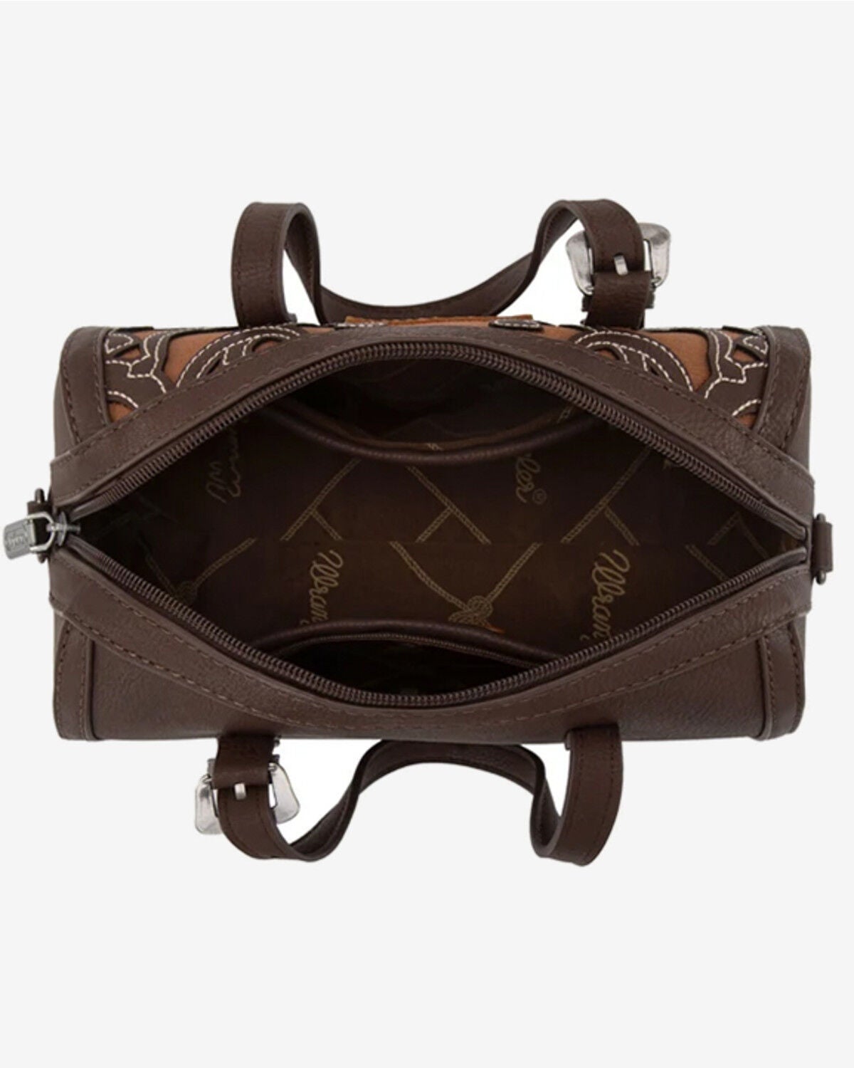 Image #2 - Wrangler Women's Horseshoe Cutout Mini Boston Crossbody Bag, Coffee, hi-res