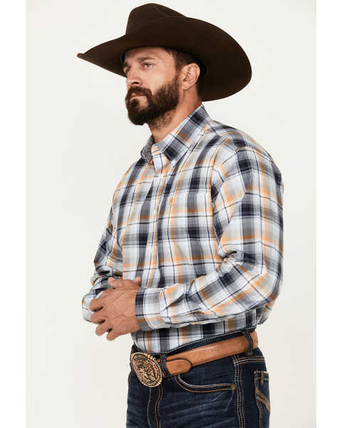 Image #2 - Cinch Men's Plaid Print Long Sleeve Button-Down Western Shirt, Light Blue, hi-res