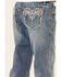 Grace In LA Girls' Medium Wash Tribal Southwestern Pocket Embroidered Bootcut Jeans , Blue, hi-res