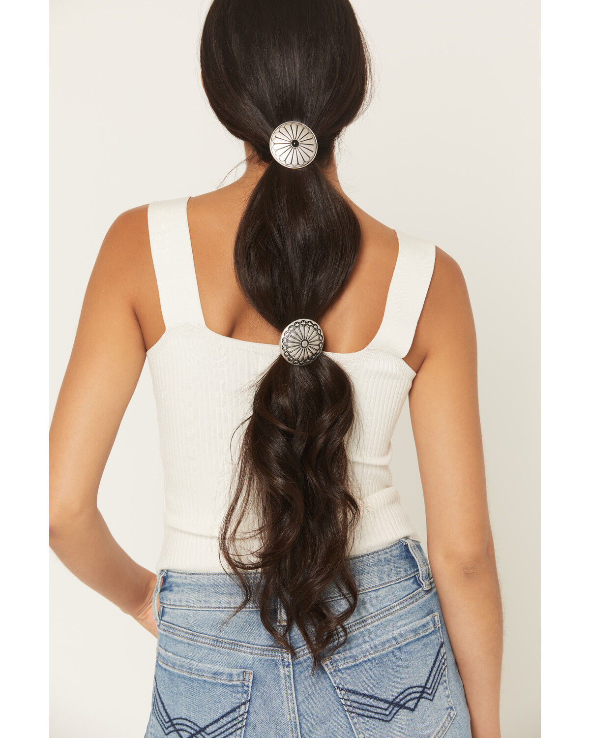 Image #1 - Idyllwind Women's Foxley Concho Hair Tie Set - 2 Piece, Silver, hi-res