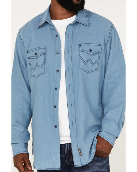 Image #3 - Wrangler Retro Premium Men's Solid Button Down Western Shirt , Turquoise, hi-res