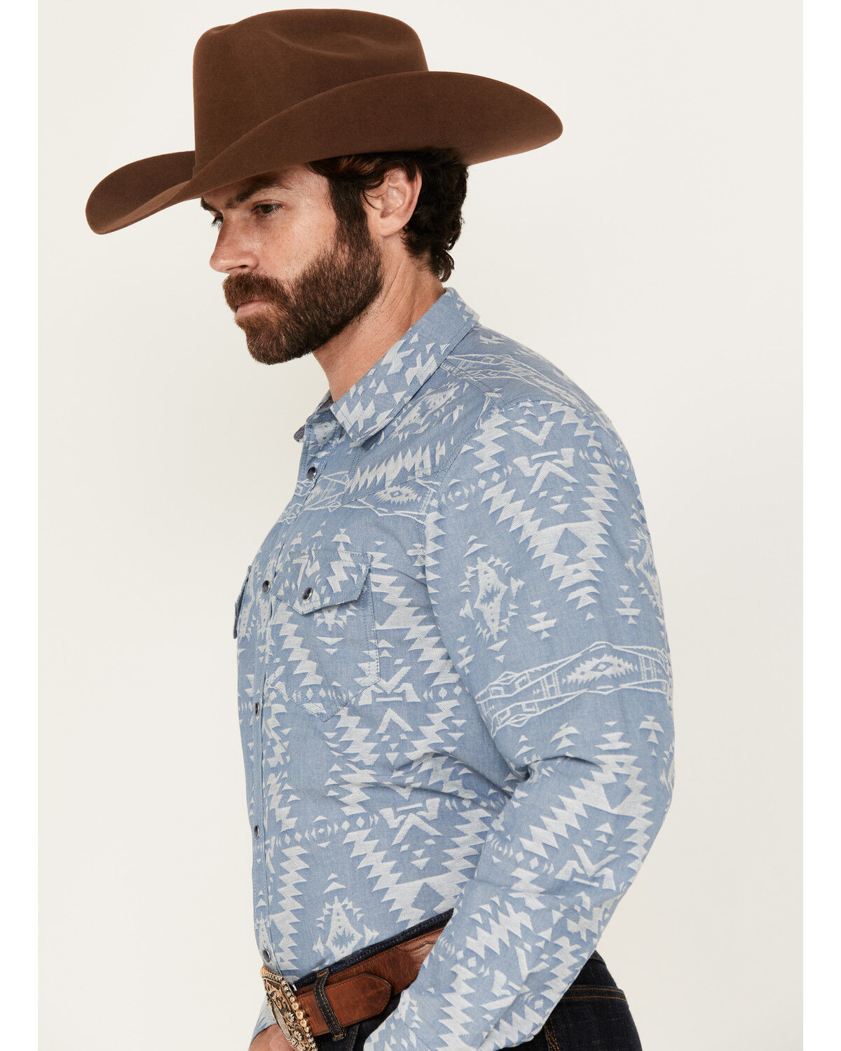Image #2 - Cody James Men's Badlands Southwestern Print Long Sleeve Snap Western Shirt, Navy, hi-res