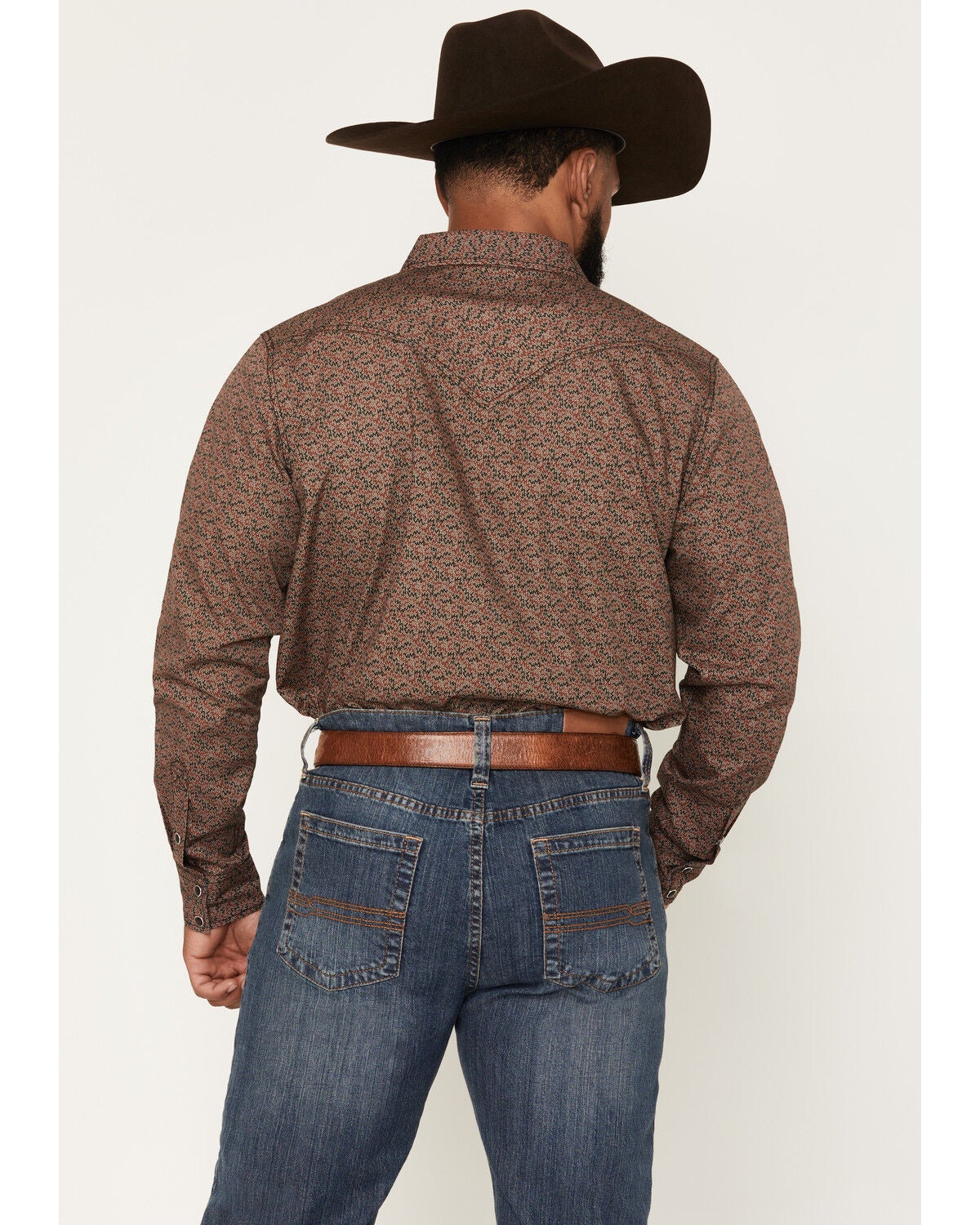 Image #4 - Cody James Men's Fireball Geo Print Long Sleeve Snap Western Shirt - Big, Brown, hi-res