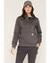 Image #1 - Carhartt Women's Relaxed Fit Midweight Quatre-Zip Mock-Neck Pullover, Charcoal, hi-res