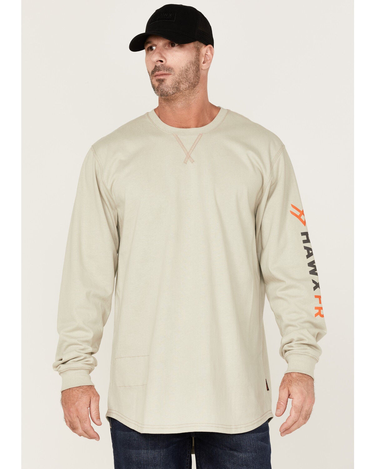 Hawx Men's FR Logo Long Sleeve T-Shirt, Taupe, hi-res