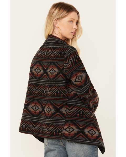 Image #4 - Cripple Creek Women's Southwestern print Blanket Wrap Jacket, Black, hi-res