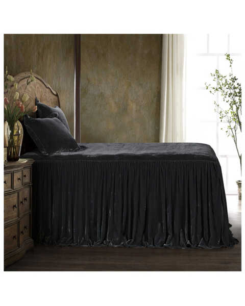 Image #1 -  HiEnd Accents Black Stella Faux Silk & Velvet King 3-Piece Bedspread Set, Black, hi-res