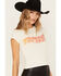 Image #2 - Wrangler Women's Shrunken Band Short Sleeve Graphic Tee, Ivory, hi-res