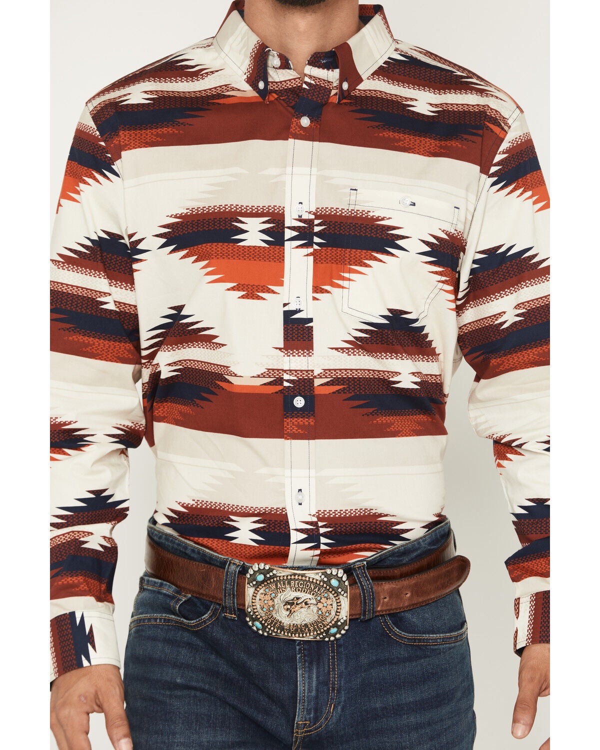 Image #3 - RANK 45&reg; Men's The Chief Southwestern Print Long Sleeve Button-Down Stretch Western Shirt, Multi, hi-res