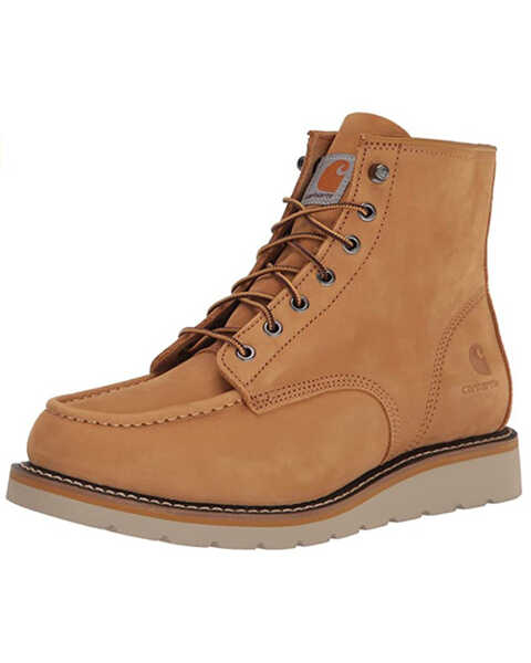 Carhartt Men's Soft Toe 6" Lace-Up Wedge Work Boots - Moc Toe , Wheat, hi-res