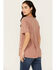 Image #4 - Blended Women's Rodeo Cowboy Cutout Short Sleeve Graphic Tee , Brown, hi-res