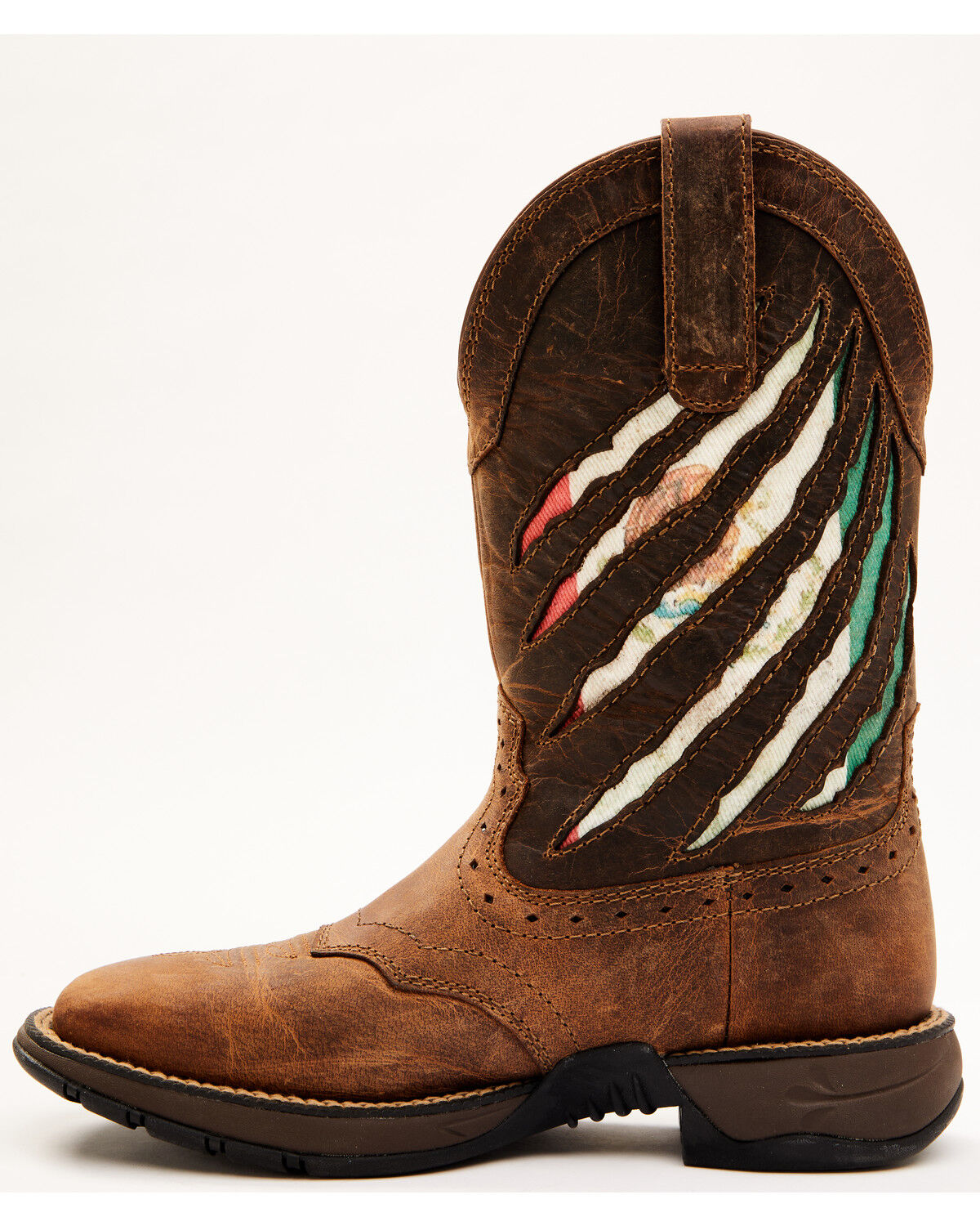 Image #3 - RANK 45® Women's Xero Gravity Lite Mexican Flag Western Performance Boots - Broad Square Toe, Brown, hi-res