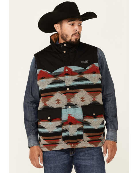 Image #1 - Cinch Men's Multi Southwestern Print Polyfil Zip-Front Quilted Vest , , hi-res