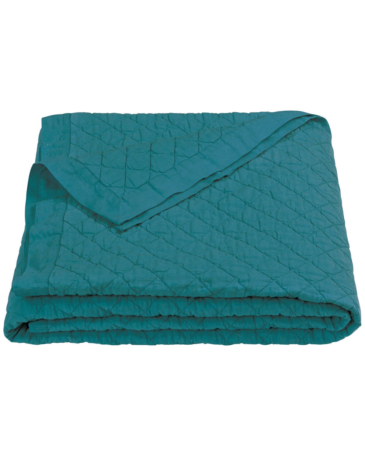 HiEnd Accents Diamond Linen Full/Queen Size Quilt, Turquoise, hi-res