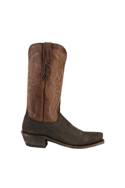 Lucchese Men's Handmade 1883 Carl Sanded Shark Western Boots - Square Toe, Chocolate, hi-res