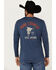 Image #1 - Cody James Men's Country On Steerhead Logo Long Sleeve Graphic T-Shirt , Navy, hi-res