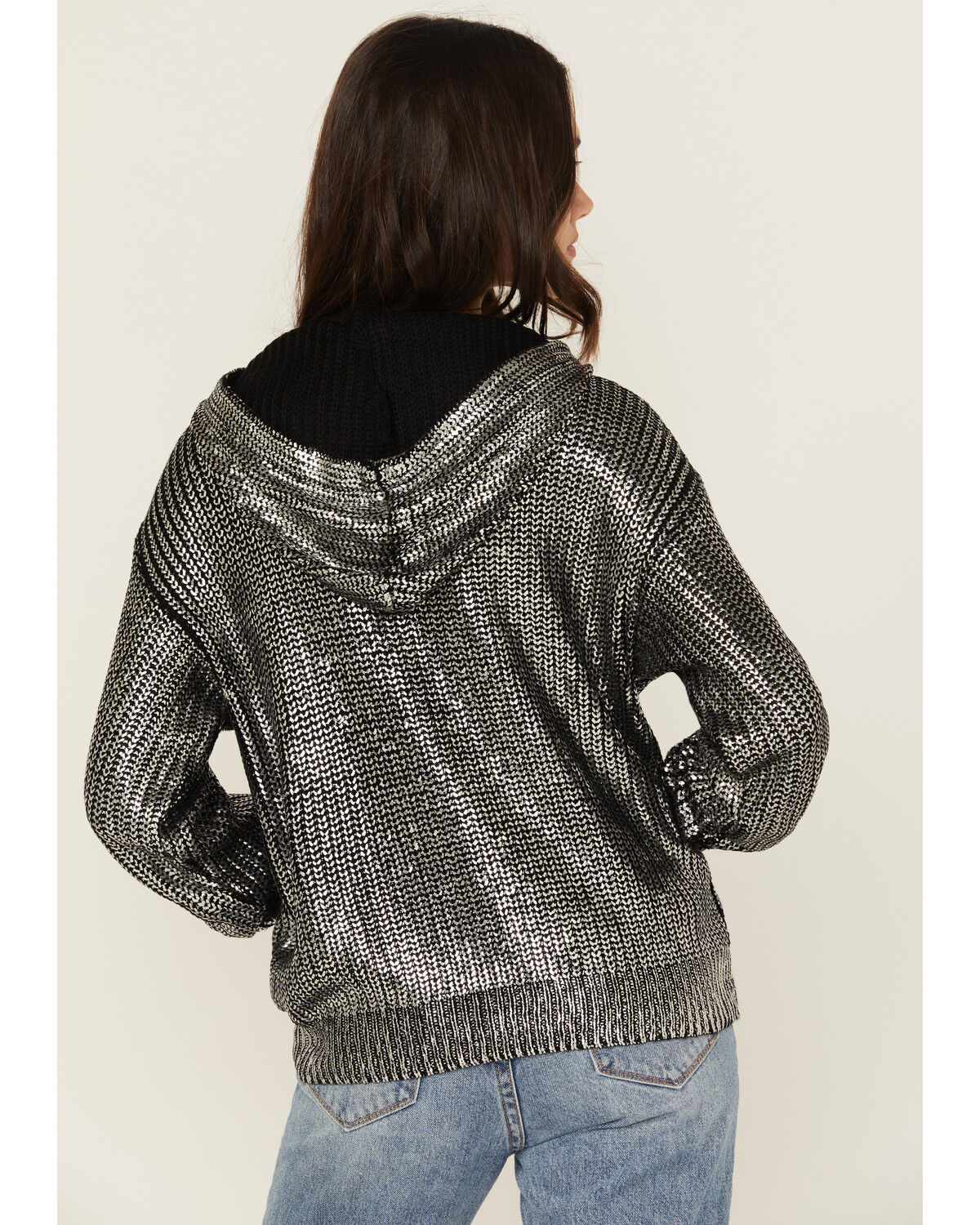 Image #4 - Revel Women's Metallic Sparkle Hoodie, Silver, hi-res