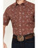 Image #3 - Roper Men's West Made Paisley Print Short Sleeve Snap Western Shirt , Burgundy, hi-res