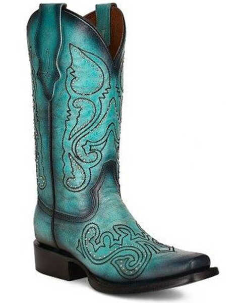 Image #1 - Corral Women's Studded Western Boots - Square Toe, Turquoise, hi-res