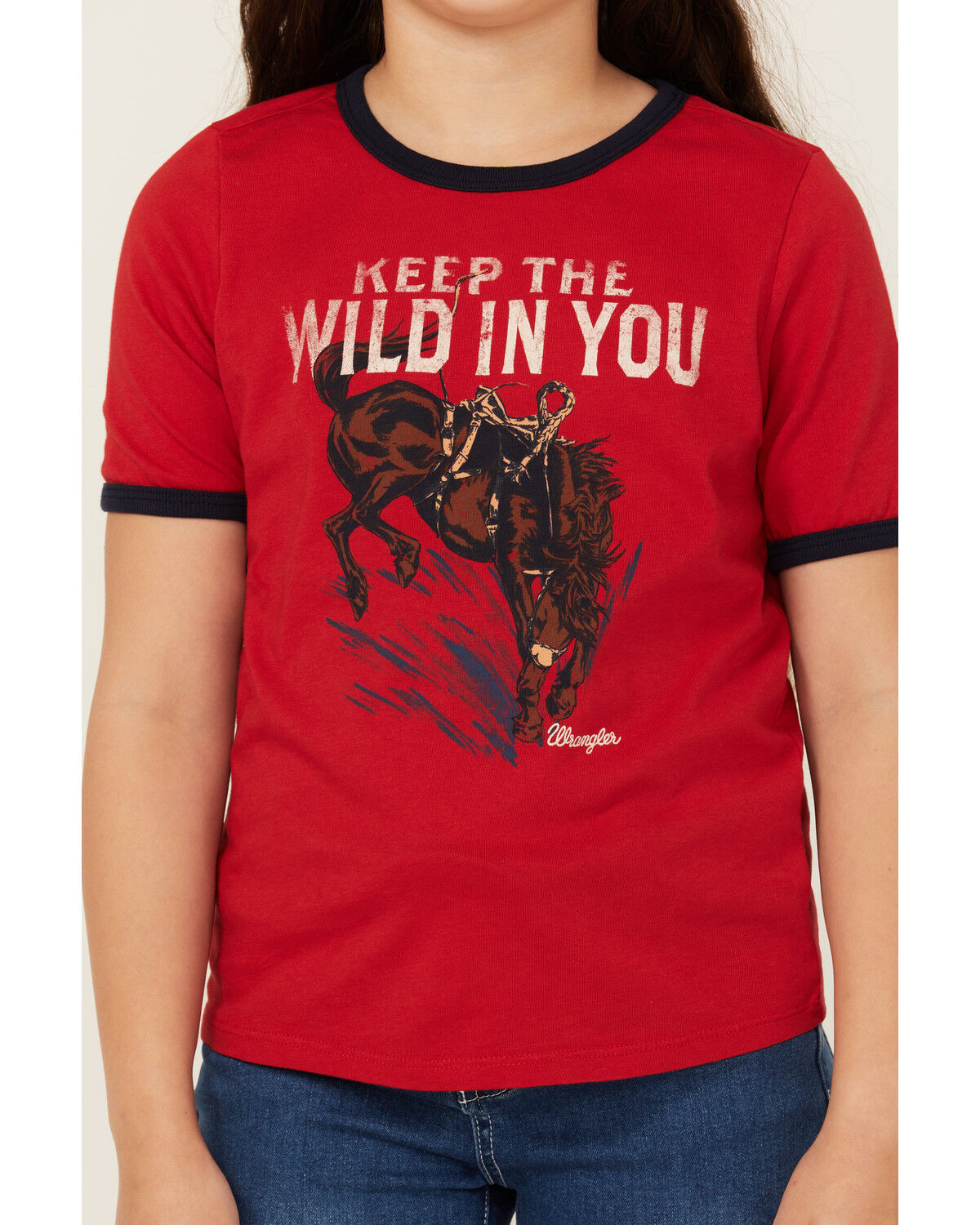 Image #3 - Wrangler Girls' Bucking Bronco Short Sleeve Graphic Tee, Red, hi-res