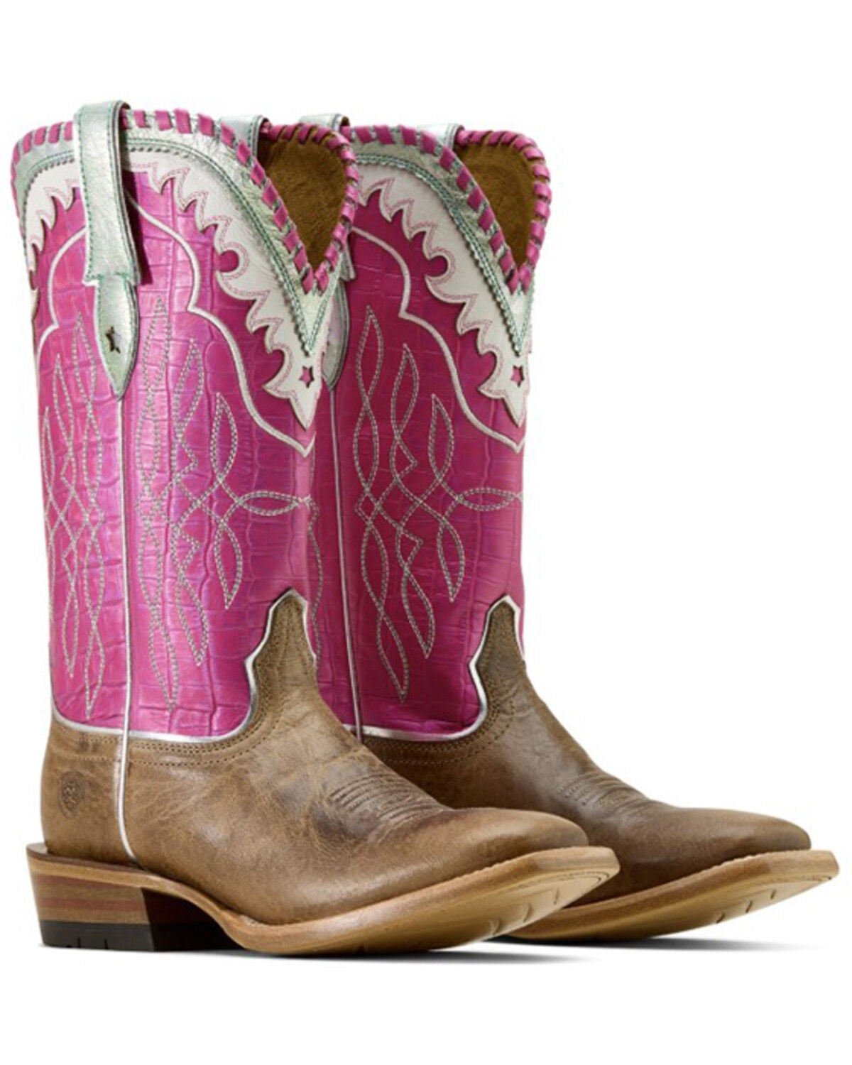 Image #4 - Ariat Women's Riata Western Boots - Square Toe, Pink, hi-res