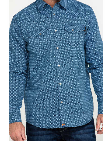 Image #4 - Cody James Men's FR Woven Plaid Print Long Sleeve Button Down Work Shirt , Blue, hi-res