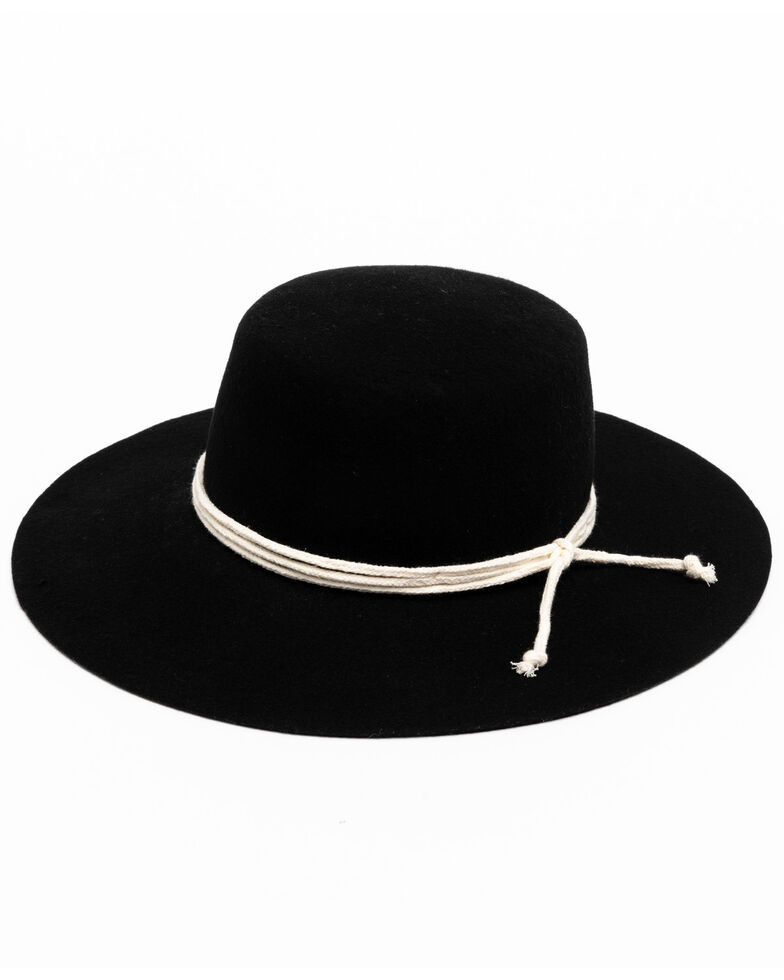Shyanne Women's Black Flat Top Felt Western Hat , Black, hi-res