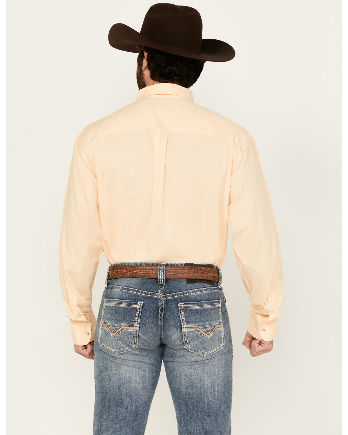 Image #4 - George Strait by Wrangler Men's Solid Long Sleeve Button-Down Stretch Western Shirt, Yellow, hi-res