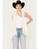 Miss Me Women's Lace Fringe Hem Vest, Oatmeal, hi-res
