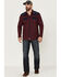 Moonshine Spirit Men's Jefferson Small Plaid Embroidered Long Sleeve Snap Western Shirt , Red, hi-res