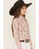 Image #3 - Cruel Girl Girls' Printed Long Sleeve Rhinestone Snap Western Shirt, Pink, hi-res