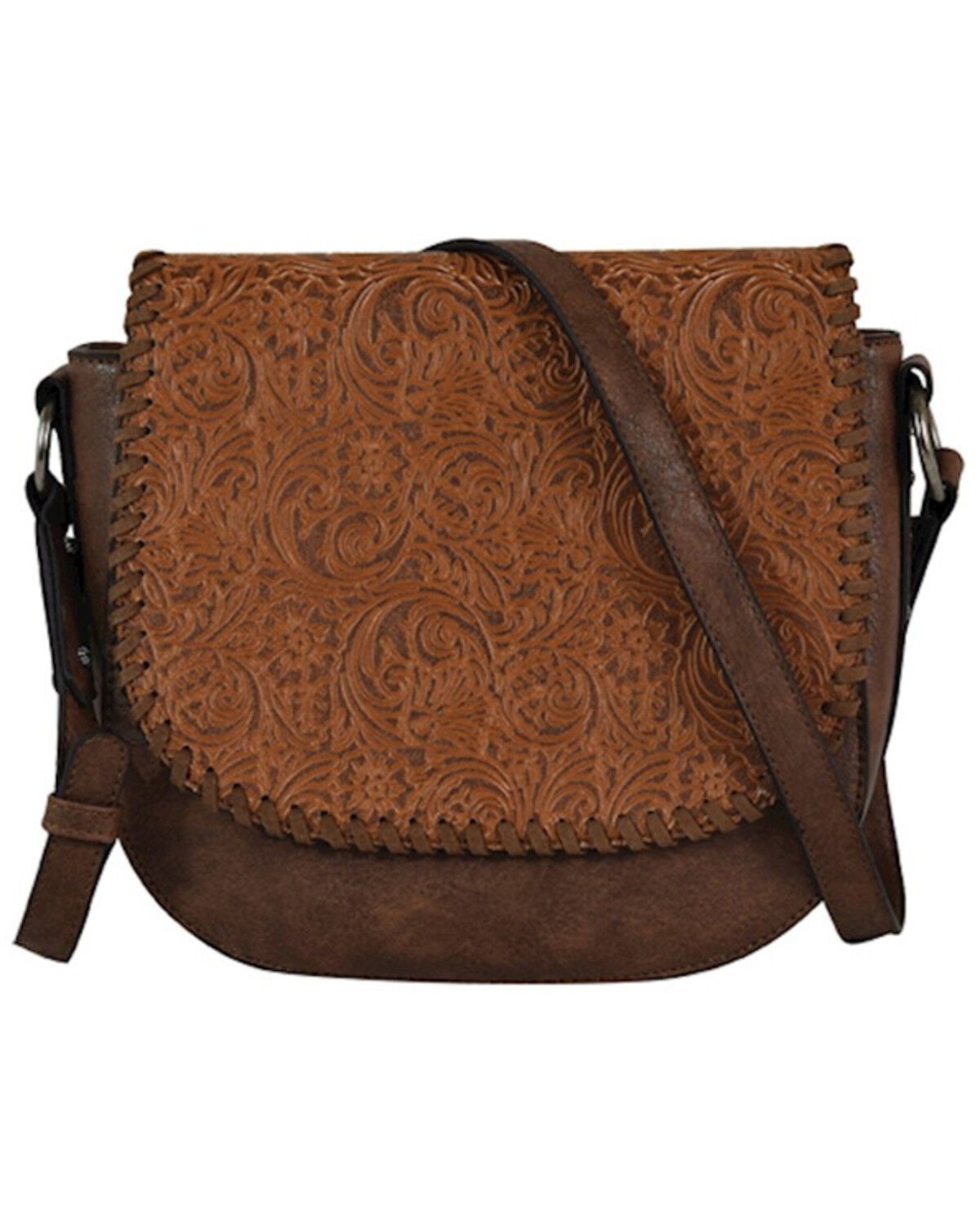 Image #1 - Justin Women's Tooled Whipstitch Edge Saddle Bag, Brown, hi-res