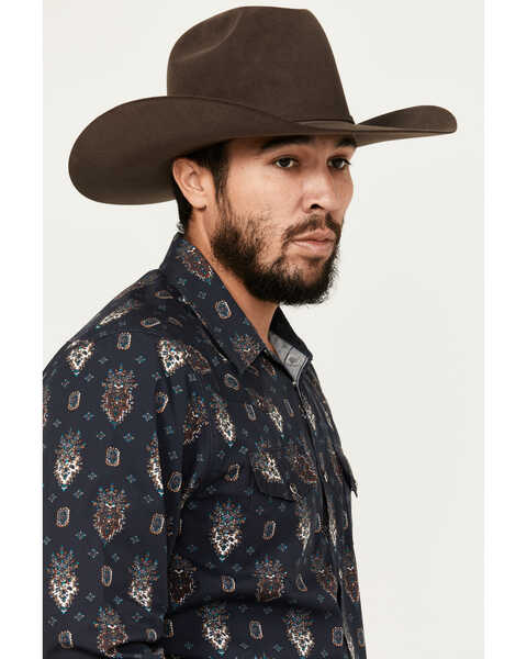 Image #2 - Gibson Trading Co Men's Mardi Gras Print Long Sleeve Snap Western Shirt, Black, hi-res